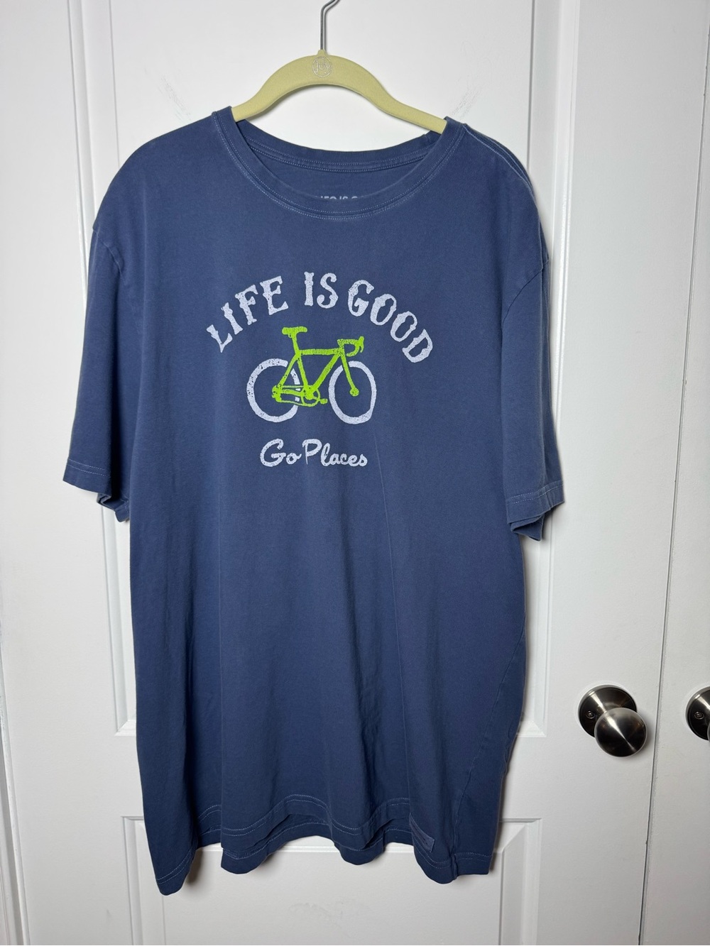 Life Is Good Men’s XL Go Places Bicycle Blue Crusher Tee